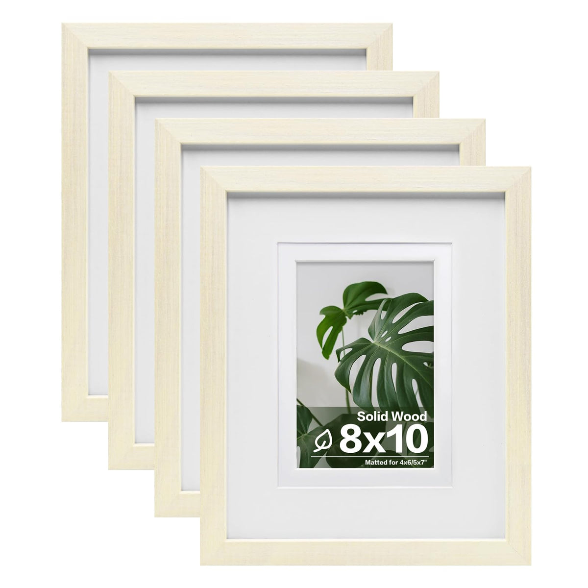 Egofine 8x10 Picture Frames Set of 4, Made of Solid Wood Covered by Plexiglass 4x6 and 5x7 with Mat or 8x10 without Mat, for Table Top Display and Wall Mounting Photo Frame Black