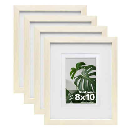 Egofine 8x10 Picture Frames Set of 4, Made of Solid Wood Covered by Plexiglass 4x6 and 5x7 with Mat or 8x10 without Mat, for Table Top Display and Wall Mounting Photo Frame Black