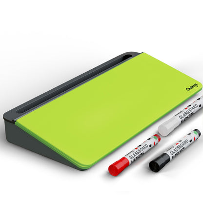 Chalkola Black Glass Desktop Whiteboard with Storage - Desk Organizer Buddy