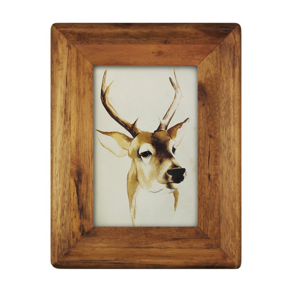 Picture Frame 5x7 Inch,Rustic Wood Photo Frames with Real Glass,Wall Hanging and Tabletop Standing,Vertical or Horizontal Display (Brown)