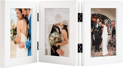 Golden State Art, 5x7 Triple Picture Frame Black- Real Glass, 1 Pack