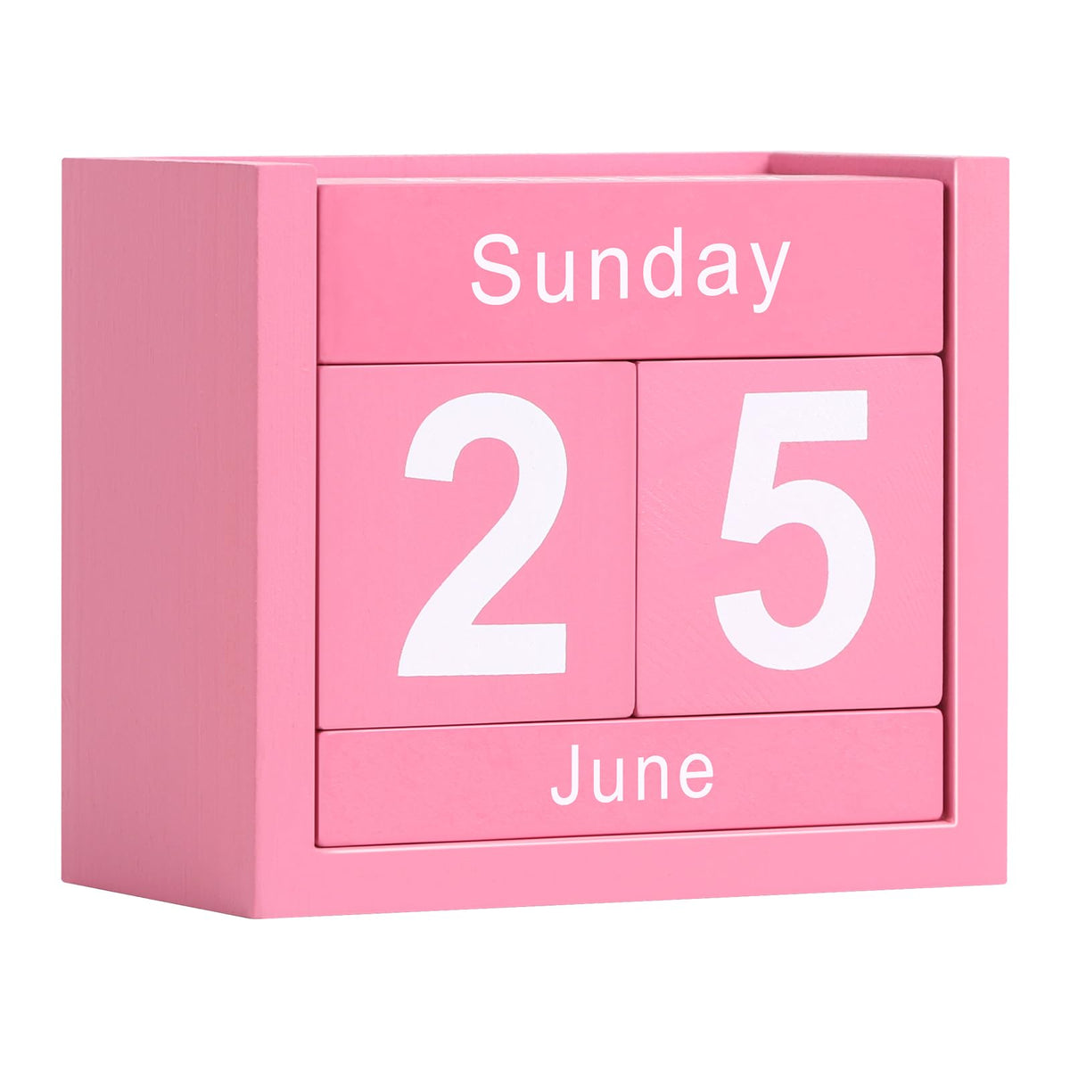 Wooden Block Calendar for Desk, Daily Desktop Perpetual Desk Calendar, Cute Date Display Blocks Desk Accessory for Home Office Decor, Teacher, Classroom, Reusable Yearly, Black