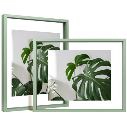 Egofine 5x7 Floating Frames Set of 2, Double Plexiglass Picture Frame, Made of Solid Wood Display Any Size Photo up to 5x7, Wall Mount or Tabletop Standing, Natural Wood