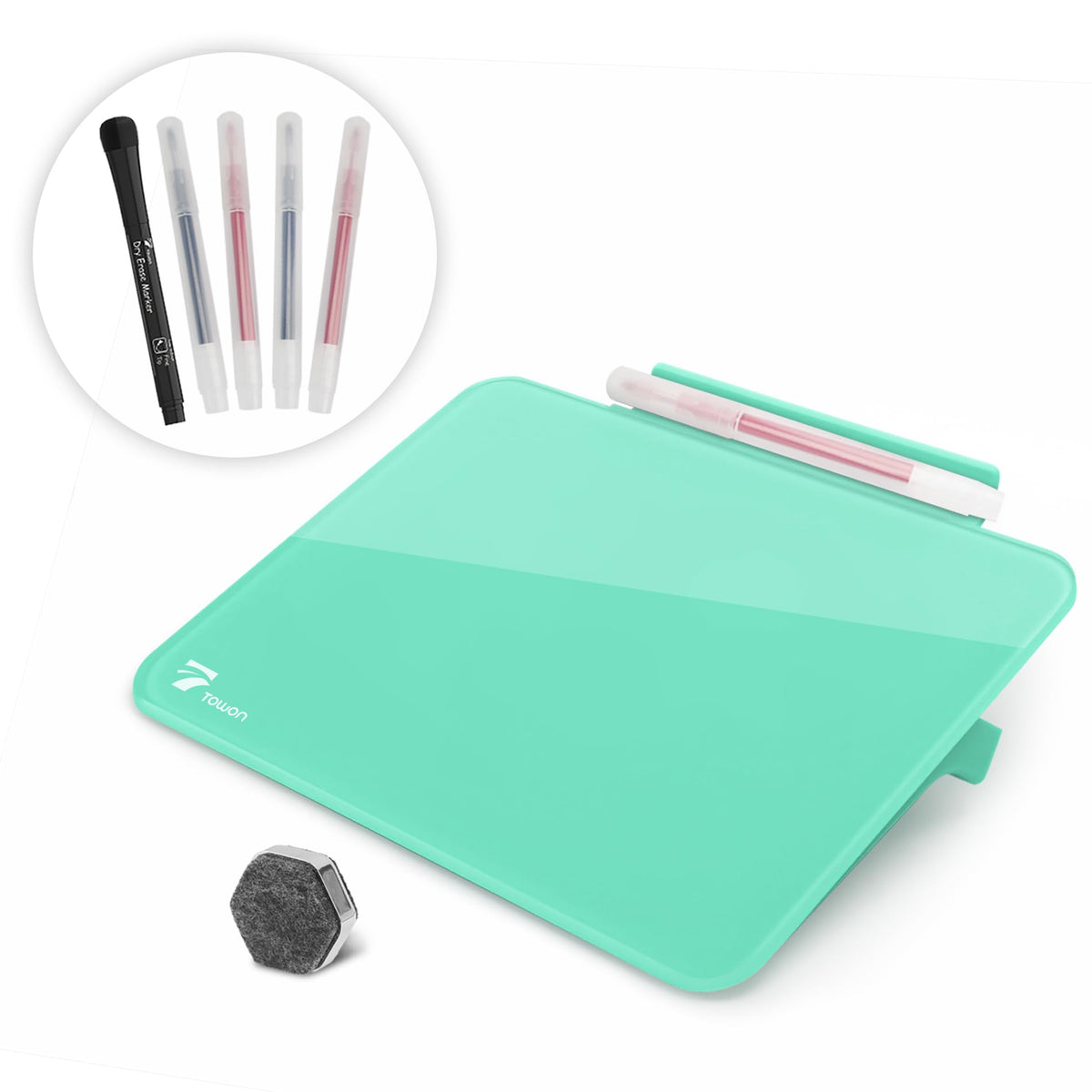 Pink Mini Desktop Pure Glass Whiteboard, Small Glass Dry-Erase Whiteboard