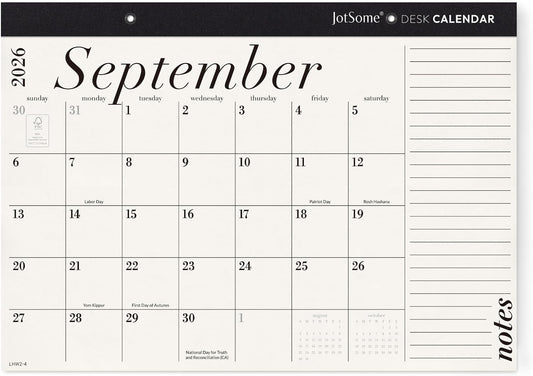 Jotsome Desk Calendar 2026-2027, Large Monthly Desktop Calendar 17"x12"