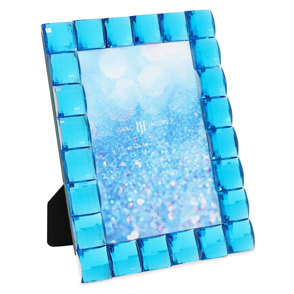 Isaac Jacobs Decorative Sparkling Jewel Picture Frame (4x4, Rainbow)