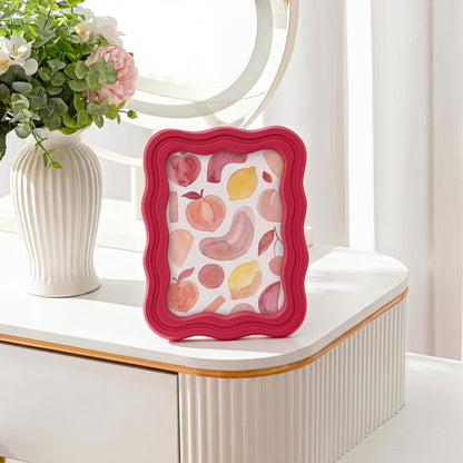 3 Pack 4 x 6 Inch Scalloped Picture Frame with Real Glass, Retro Colors