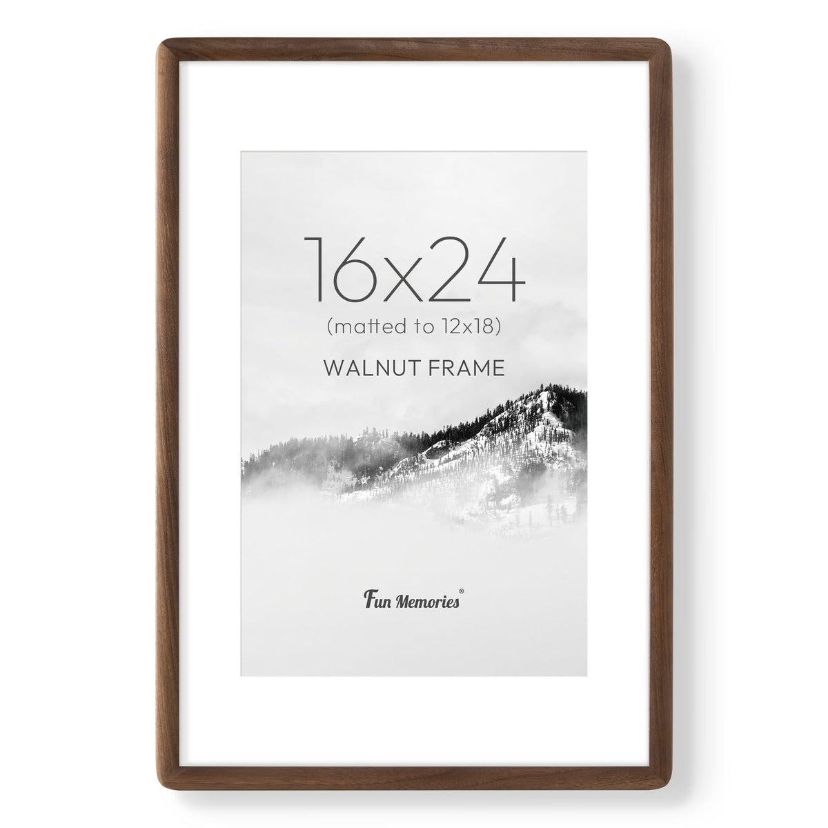 6x6 Picture Frame, USA-Sourced Walnut Wood Photo Frame with Tempered Glass, Handcrafted Rustic Farmhouse Frame for Wall & Tabletop Display, Matted to 4x4