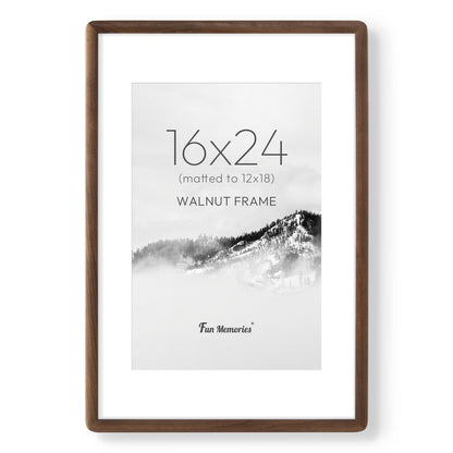 6x6 Picture Frame, USA-Sourced Walnut Wood Photo Frame with Tempered Glass, Handcrafted Rustic Farmhouse Frame for Wall & Tabletop Display, Matted to 4x4