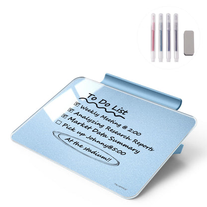 Small Desktop Glass Dry-Erase Whiteboard - 8 X 6 Inches Tabletop Easel Whiteboard with Stand, Desk Board Buddy for Artist, Teacher and Student