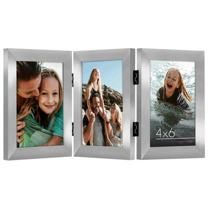 Americanflat Hinged 8x10 Picture Frame with Shatter-Resistant Glass - Double Picture Frames with Engineered Wood - Signature Collection - Photo Frame for Tabletop Display - Black