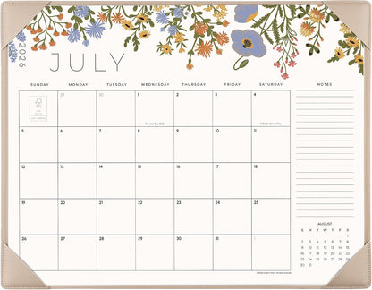 Desk Calendar 2026-2027 with Desktop Mat, Cabbrix Large Desk Pad Calendar 21 x 17 Inch Cover 18 Months Runs From July 2026 to December 2027, Floral Design Calendar 2026 for Home School and Office (Apricot, 21 x 17")