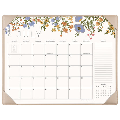 Desk Calendar 2026-2027 with Desktop Mat, Cabbrix Large Desk Pad Calendar 21 x 17 Inch Cover 18 Months Runs From July 2026 to December 2027, Floral Design Calendar 2026 for Home School and Office (Apricot, 21 x 17")