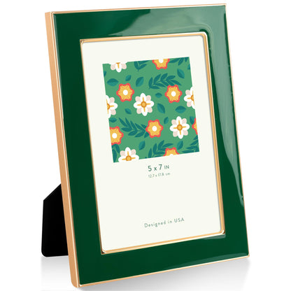 4x6 Enamel Picture Frame with Gold Metal Edge & HD Tempered Glass, Yellow