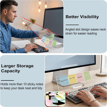 BTSKY Acrylic Monitor Memo Board Holder-15.8"x4.7", Clear Sticky Note Holder with Thicken Base, Screen Message Board Under Computer, No Screen Damage, Office & Home Desktop Accessories