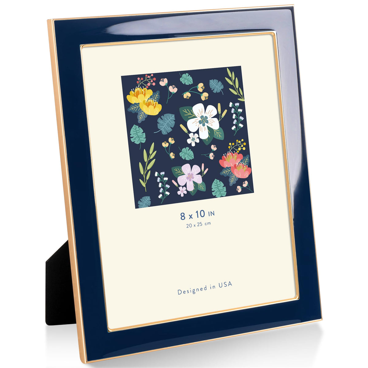 4x6 Enamel Picture Frame with Gold Metal Edge & HD Tempered Glass, Yellow