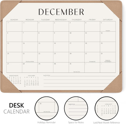 Jotsome Desk Calendar 2026-2027 with Protective Mat 14"x10.5"