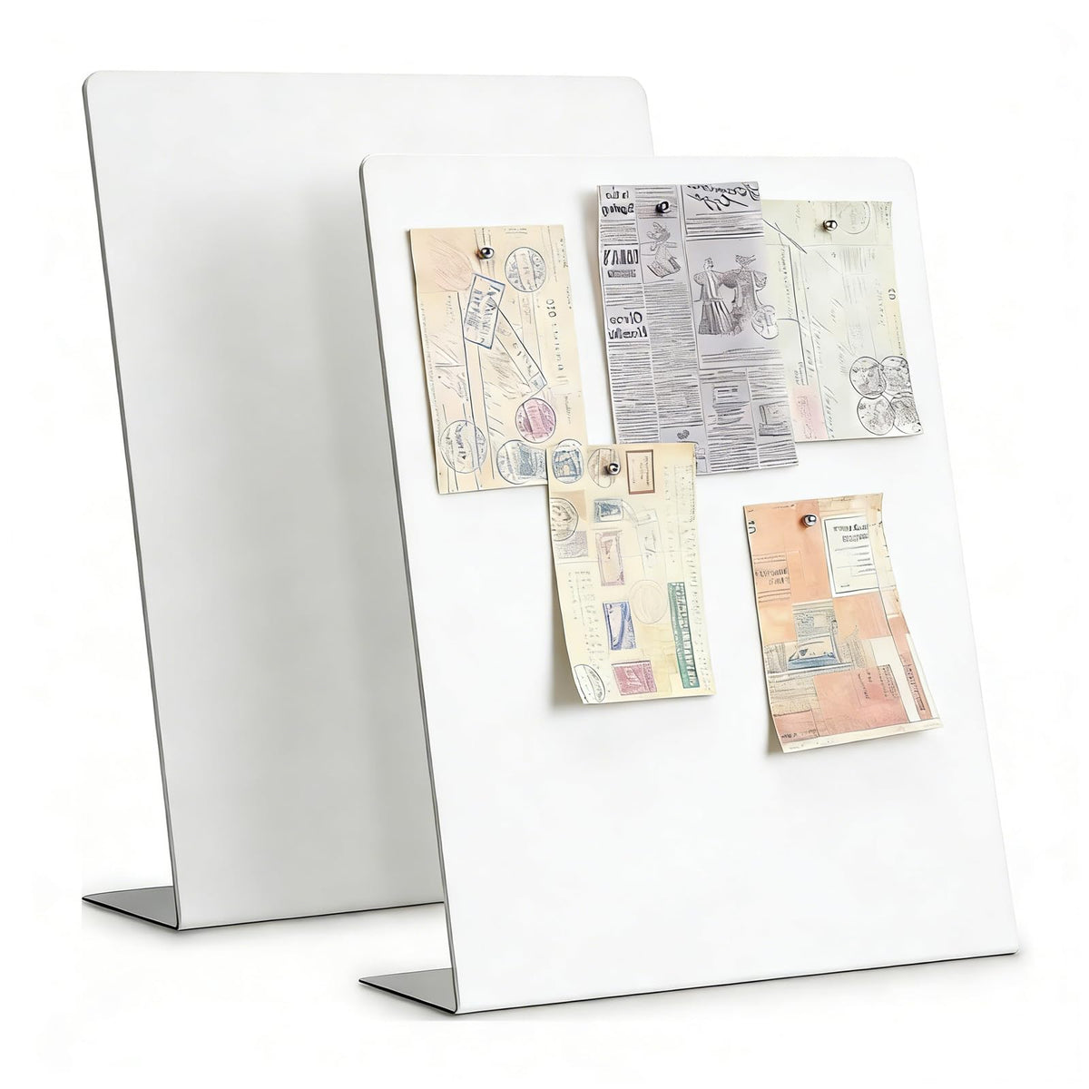 Magnet Board 7.87 x5.31 x 3.93 Stand Mini Black Metal Tabletop Memo Standing Magnetic Board for Desk - Magnetic Display for Back to School Menu Table， Photos，Memos (Black*2, 20 * 13.5 * 10cm)