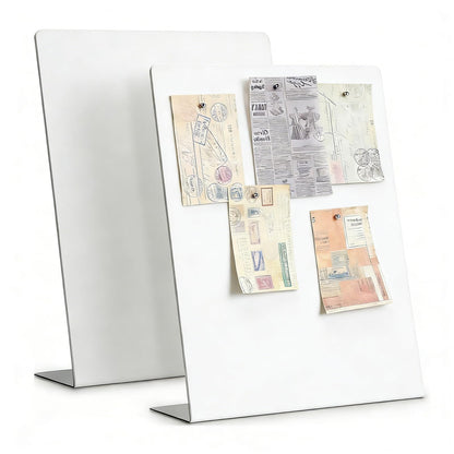 Magnet Board 7.87 x5.31 x 3.93 Stand Mini Black Metal Tabletop Memo Standing Magnetic Board for Desk - Magnetic Display for Back to School Menu Table， Photos，Memos (Black*2, 20 * 13.5 * 10cm)