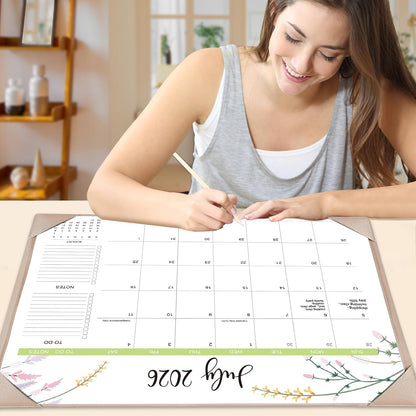 Desk Calendar 2026 with Desk Mat – 22" x 17" Large Desk Pad Calendar Runs from July 2026 to December 2027, Floral Design Desktop Calendar with To Do List, Personal Desk Calendar Planner for Home, Office