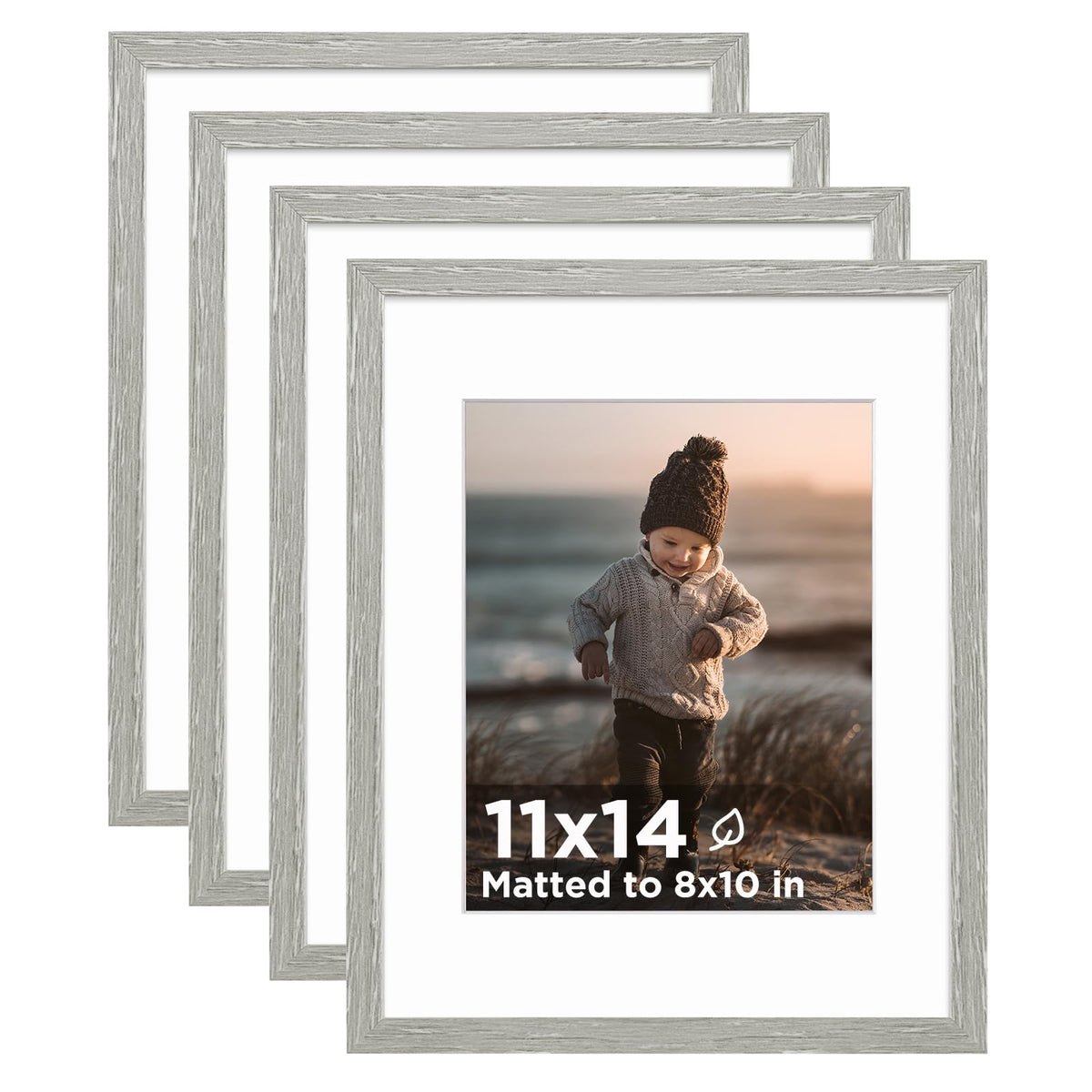 KINLINK 5x7 Picture Frames, Mix Color Photo Frames with Plexiglass for Picture 4x6 with Mat or 5x7 without Mat, Composite Wood Picture Frames for Table Top and Wall Mounting, Set of 4