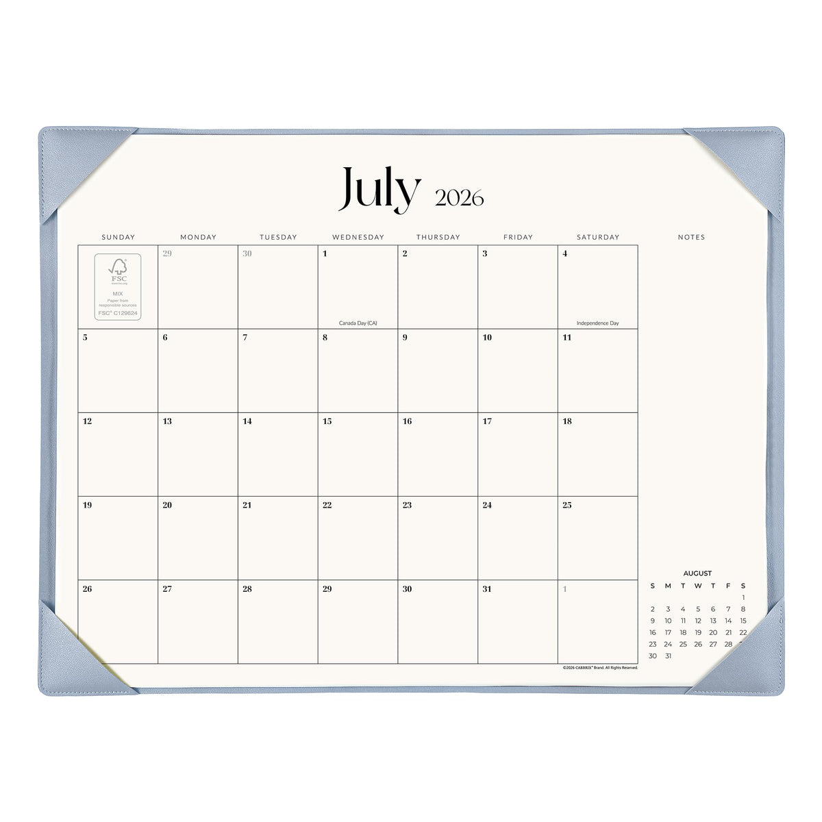 Simplified Desk Calendar 2026 with Desktop Mat, Cabbrix Large Desk Pad Calendar 21" x 16-1/2" Including January 2026 to June 2027, Desk Blotter Calendar for Home School and Office (Mint Green)