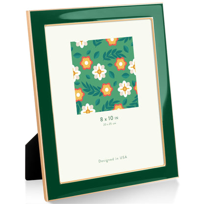 4x6 Enamel Picture Frame with Gold Metal Edge & HD Tempered Glass, Yellow