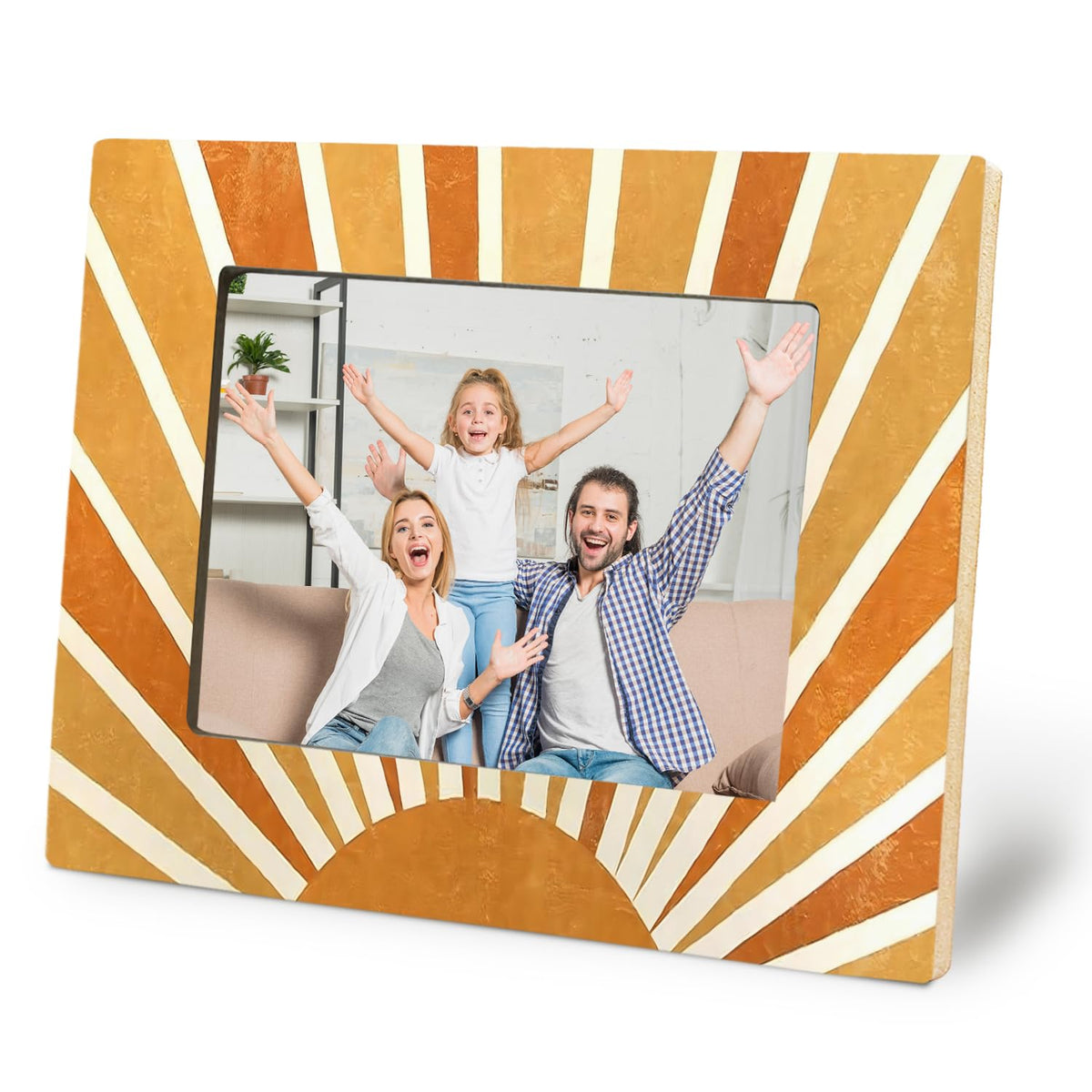 Boho Rainbow Sunshine Nursery Picture Frame 5x7, Boho Photo Frame, Abstract Sunshine Sunrise Sunset Picture Photo Frames for Kids Room Nursery Home Tabletop Desk Shelf Decor