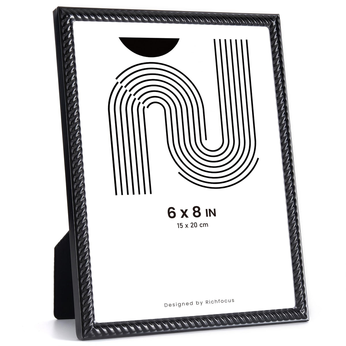 RICHFOCUS Zinc Alloy Gold Wave Design Picture Frame, 4x6 Metal Photo Frame with Mat for 3.5x5, Black Velvet Back & Real Glass Front, Display for Desktop & Wall Hanging Vertically or Horizontally