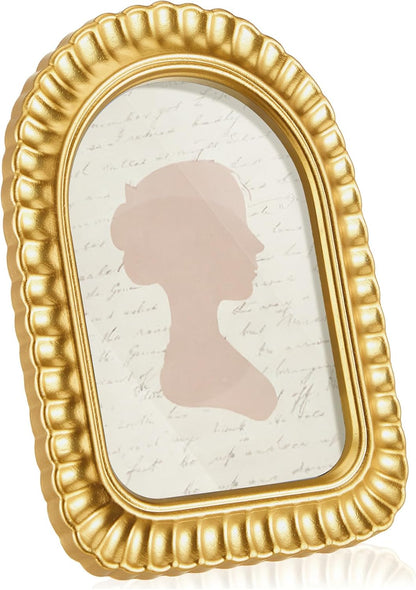 AceOrbit 4x6 Inch Gold Petal Arched Picture Frame Vintage Scalloped