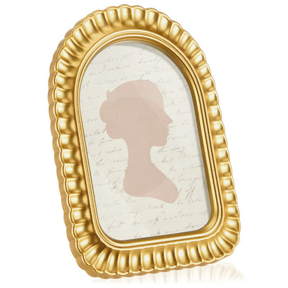 AceOrbit 4x6 Inch Gold Petal Arched Picture Frame Vintage Scalloped
