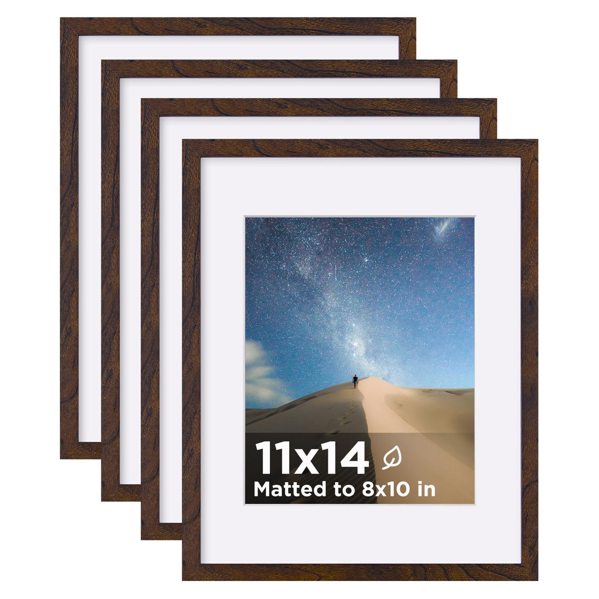 KINLINK 5x7 Picture Frames, Mix Color Photo Frames with Plexiglass for Picture 4x6 with Mat or 5x7 without Mat, Composite Wood Picture Frames for Table Top and Wall Mounting, Set of 4
