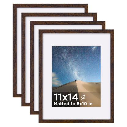 KINLINK 5x7 Picture Frames, Mix Color Photo Frames with Plexiglass for Picture 4x6 with Mat or 5x7 without Mat, Composite Wood Picture Frames for Table Top and Wall Mounting, Set of 4