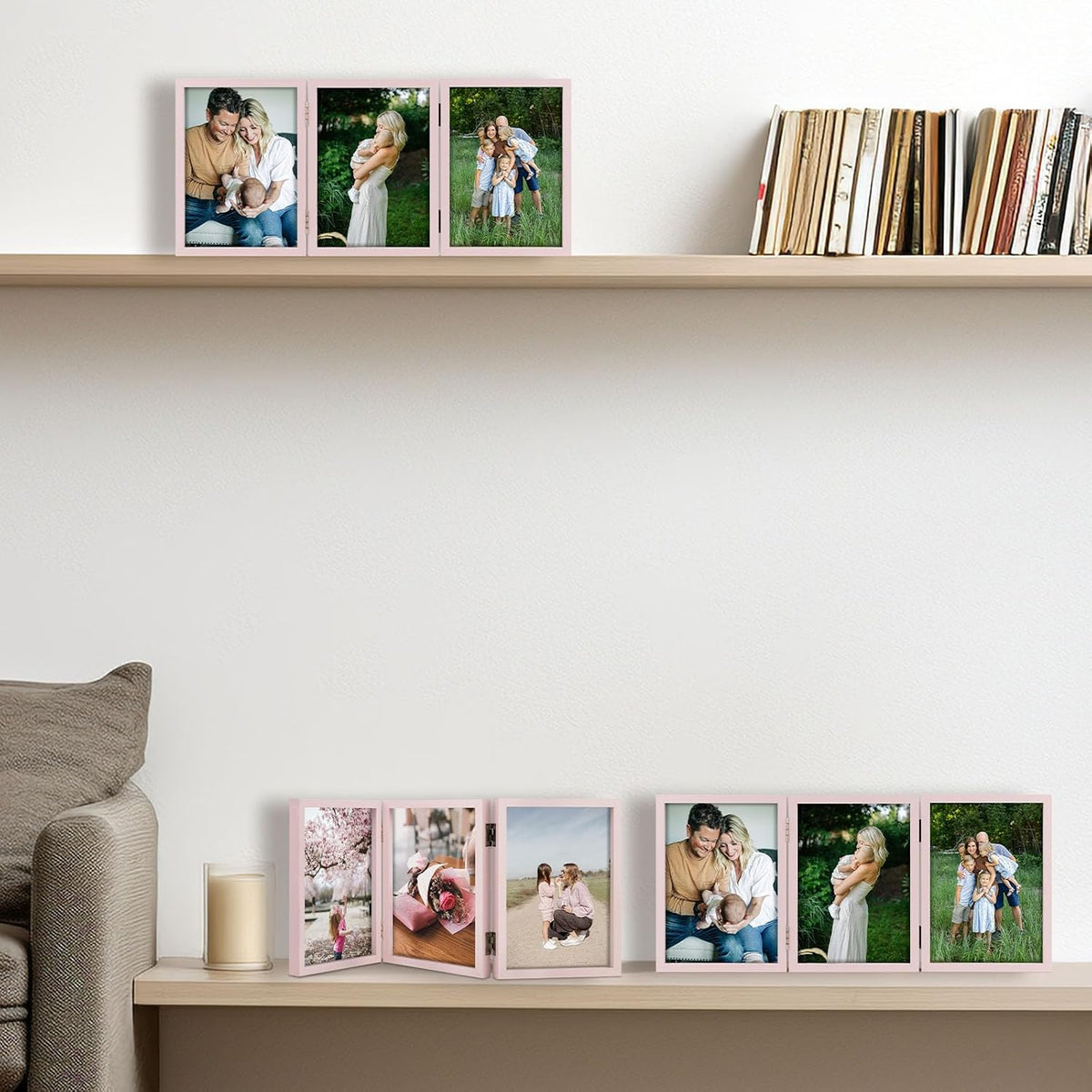 5x7 Triple Picture Frame Tabletop Display for Photos Pink