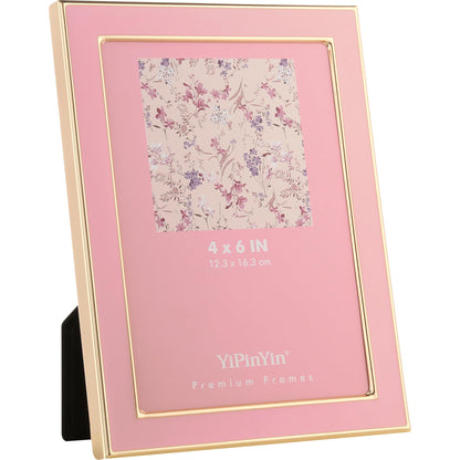 YiPinYin 5x7''Jasper Green Enamel Picture Frames with Gold-Plated Metal Frame Design,HD-Real Glass & Velvet Back,for Countertop,Tabletop Display,Bookshelf,Wall Décor