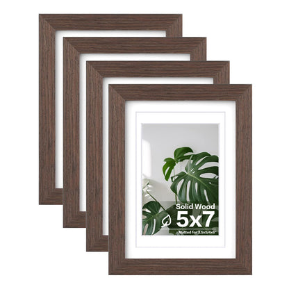 Egofine 8x10 Picture Frames Set of 4, Made of Solid Wood Covered by Plexiglass 4x6 and 5x7 with Mat or 8x10 without Mat, for Table Top Display and Wall Mounting Photo Frame Black
