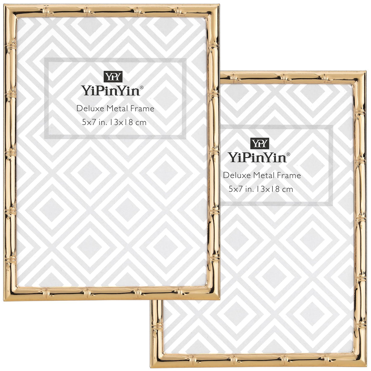 YiPinYin Dark Gold 4x6'' Bamboo Detail Designs Hinged Triple Metal Picture Frame,Elegant Gold Plated Wedding Photo Frames With Soft Touch Velvet Backing for Desktop and Wall Décor