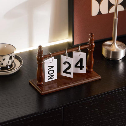Perpetual Flip Desk Calendar, Reusable Desktop Decor, White