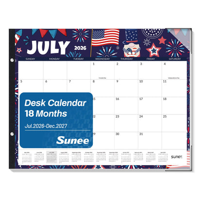 SUNEE Desk Calendar 2026 Large 22x17 from July 2026 to December 2027, Extra Large Desktop Monthly Calendar Pad 18 Months For Teacher or Office, Desk Top, Greenery