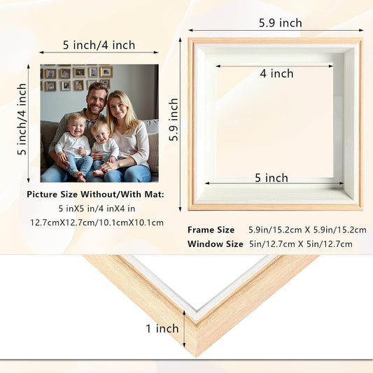 5x5 Double Hinged Picture Frame with Real Glass, PS06-WGB5
