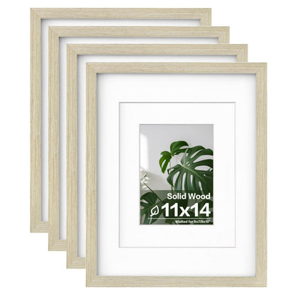 Egofine 8x10 Picture Frames Set of 4, Made of Solid Wood Covered by Plexiglass 4x6 and 5x7 with Mat or 8x10 without Mat, for Table Top Display and Wall Mounting Photo Frame Black