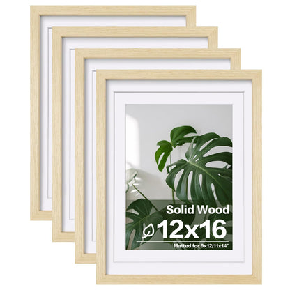 Egofine 8x10 Picture Frames Set of 4, Made of Solid Wood Covered by Plexiglass 4x6 and 5x7 with Mat or 8x10 without Mat, for Table Top Display and Wall Mounting Photo Frame Black