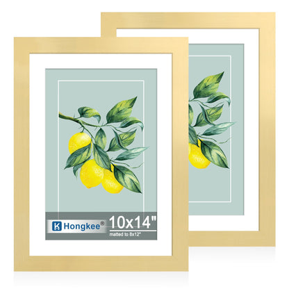 Hongkee 8x11 Picture Frame Set of 2, Real Glass, Rustic Brown Wood Frame
