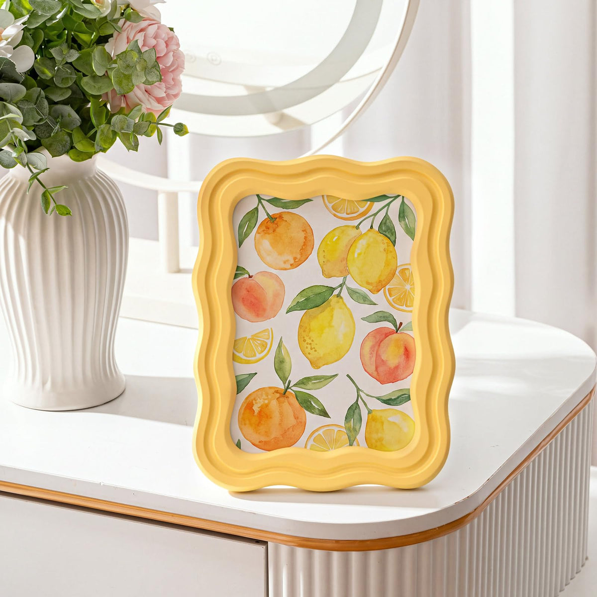 3 Pack 4 x 6 Inch Scalloped Picture Frame with Real Glass, Retro Colors