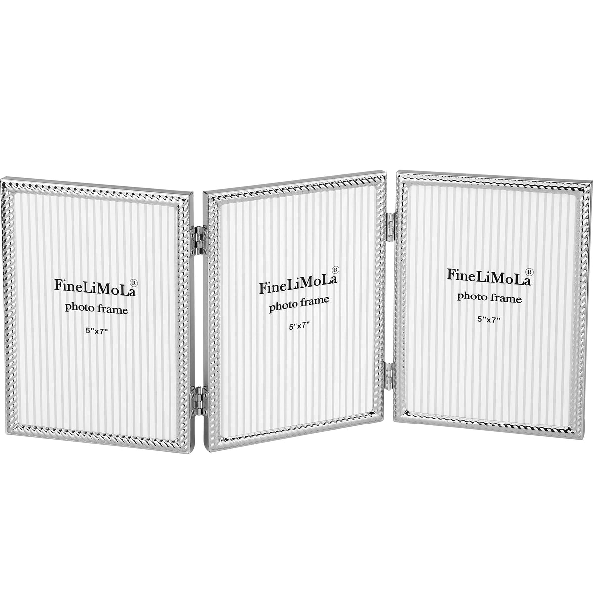 5x7'' Silver Rope Design Metal Picture Frames with Hi Quality Velvet Backing and Real Glass Front,Silver Photo Frame 7x5'' for Desktop Display Or Wall Hanging
