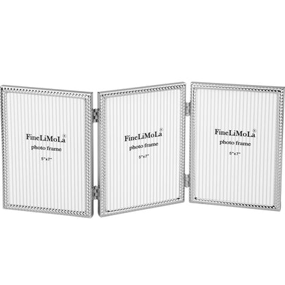 5x7'' Silver Rope Design Metal Picture Frames with Hi Quality Velvet Backing and Real Glass Front,Silver Photo Frame 7x5'' for Desktop Display Or Wall Hanging