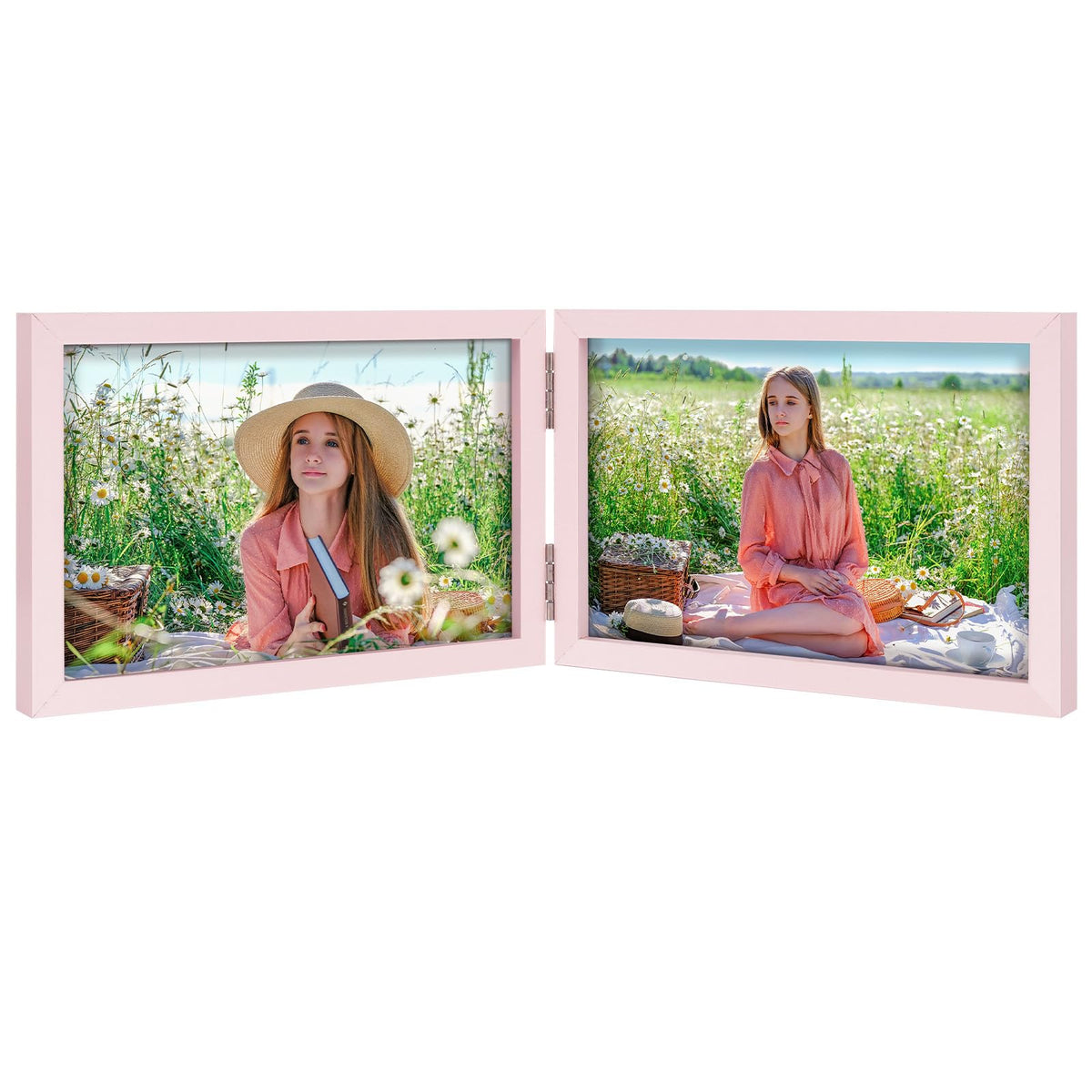 5x7 Triple Picture Frame Tabletop Display for Photos Pink
