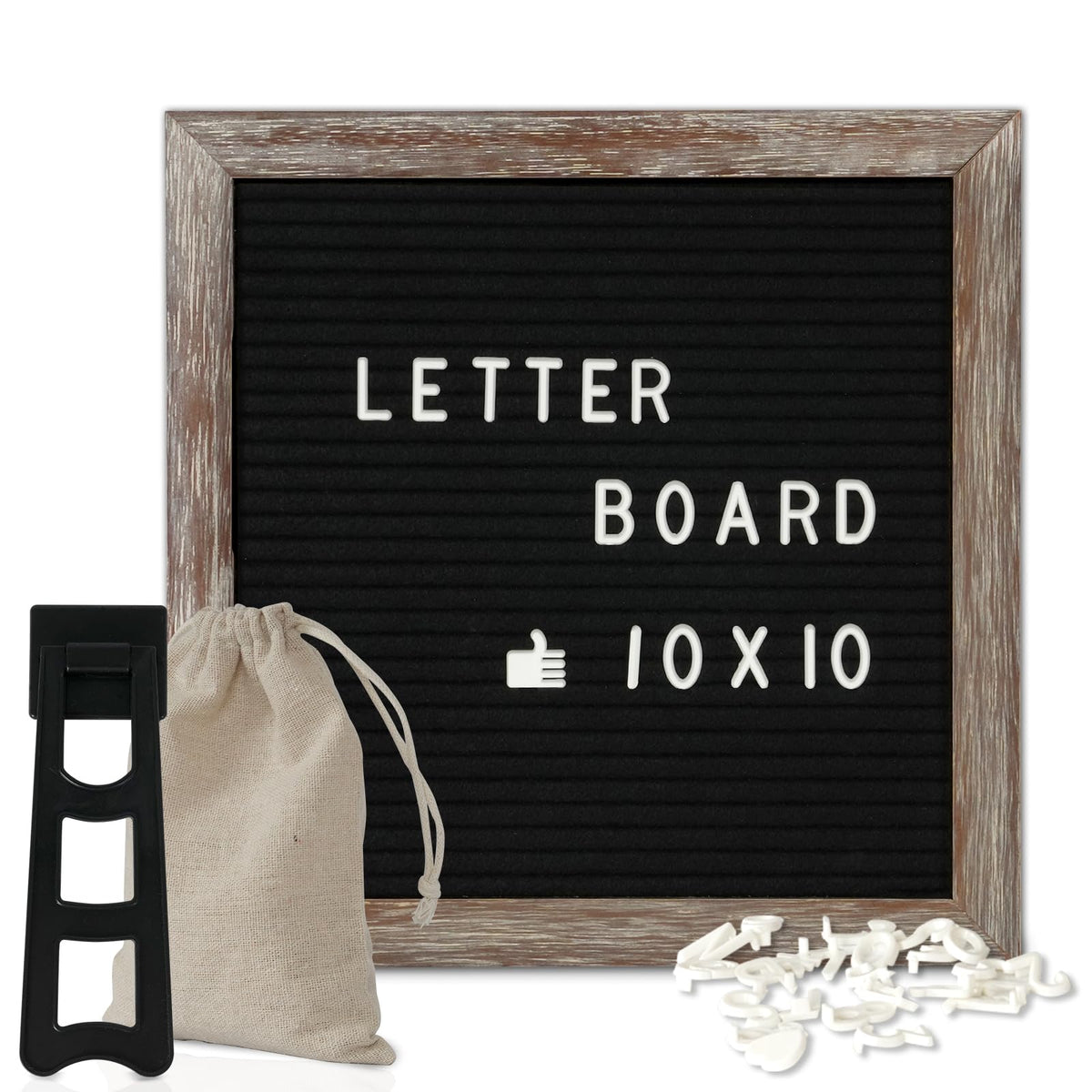 4 THOUGHT 10"x10" Felt Letter Board with Stand with Wooden Frame, Oak