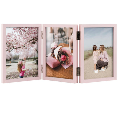 4x6 Triple Picture Frame Tabletop Display for Photos Pink