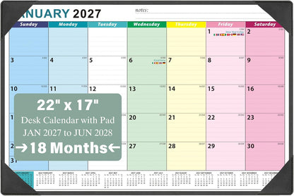Large Desk Calendar 2027-2028 17'' X 22'' with Desktop Mat18 Months